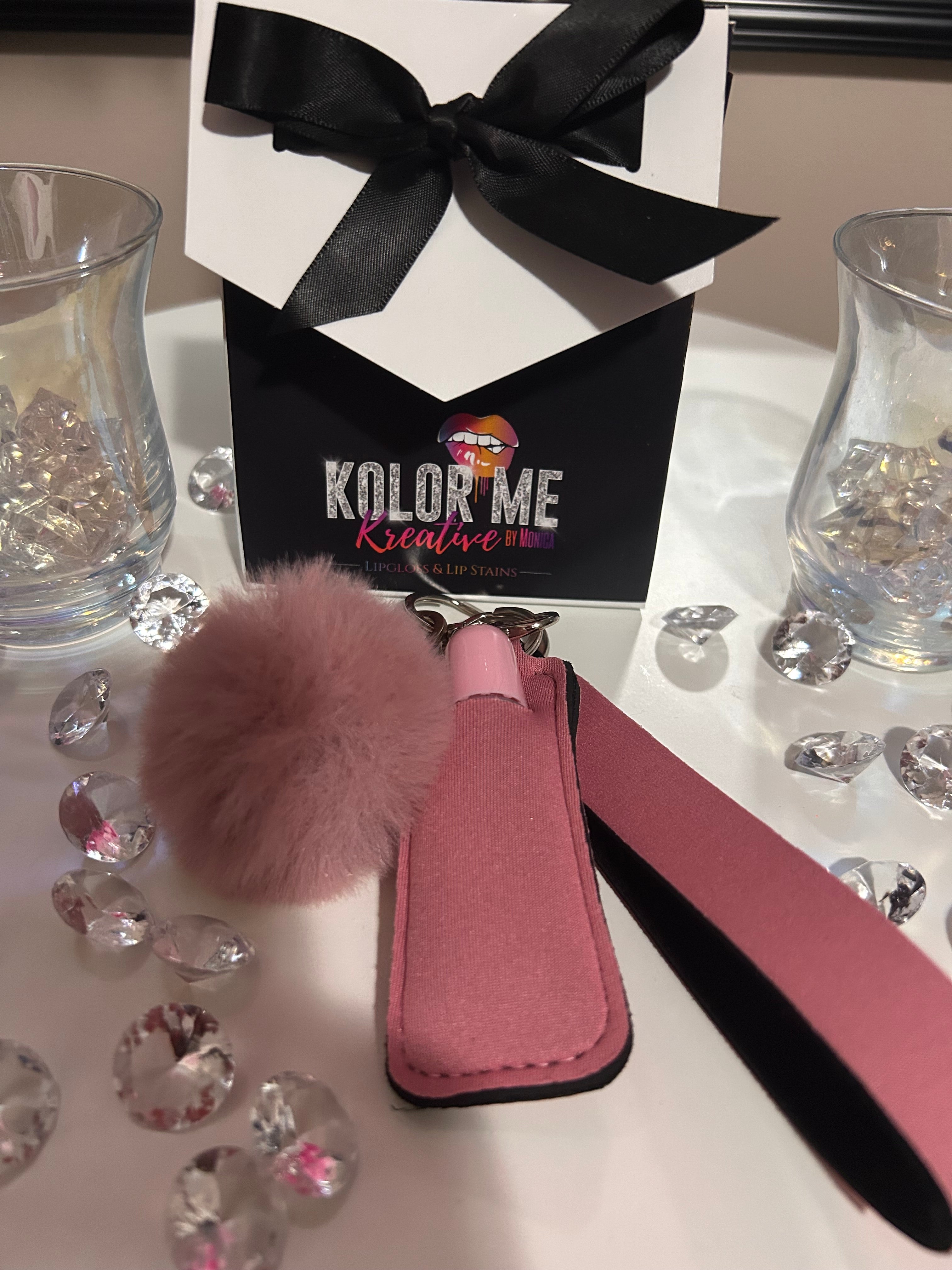 Pom Pom Keychain w/lip gloss
