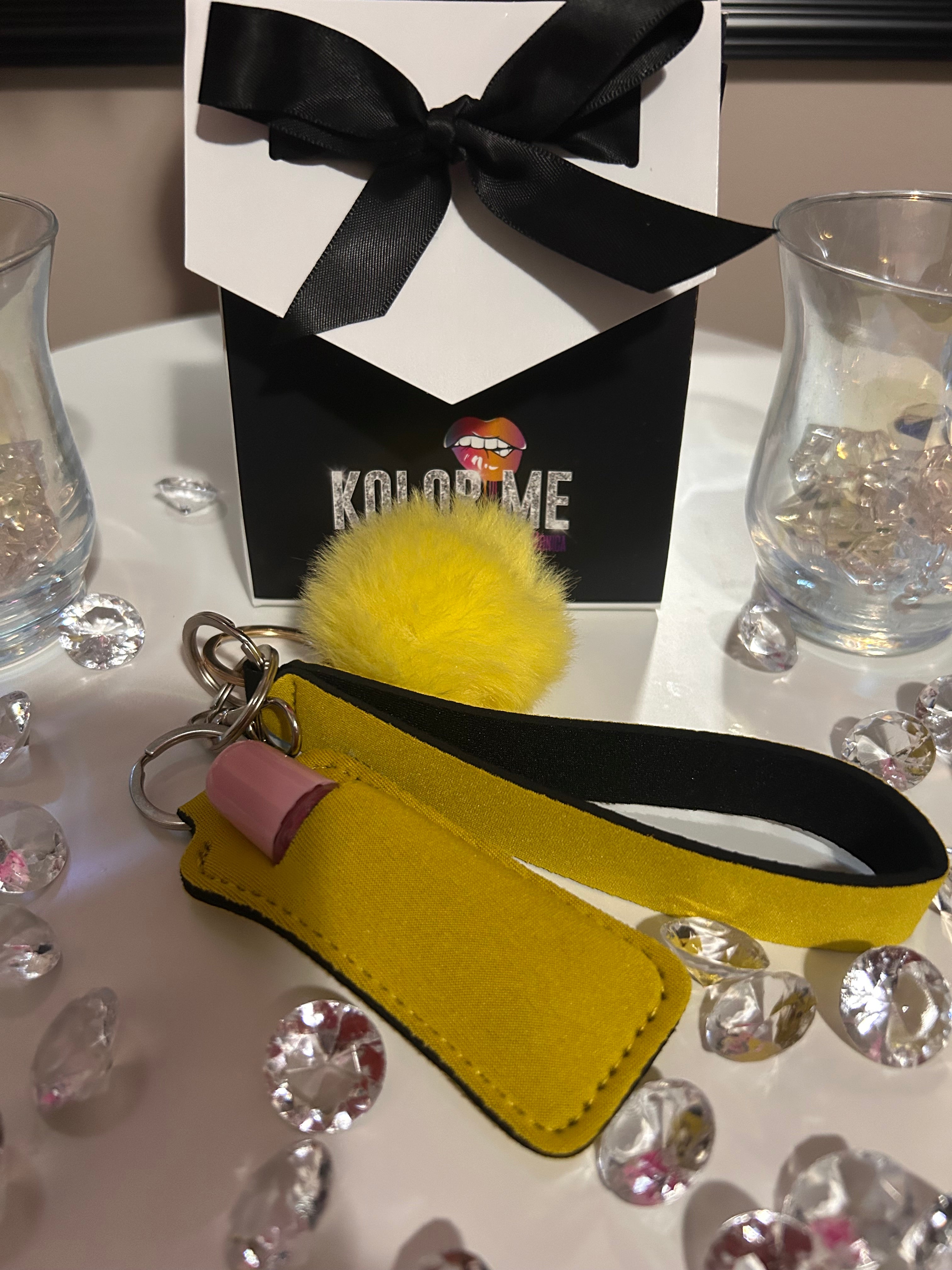 Pom Pom Keychains w/lip gloss