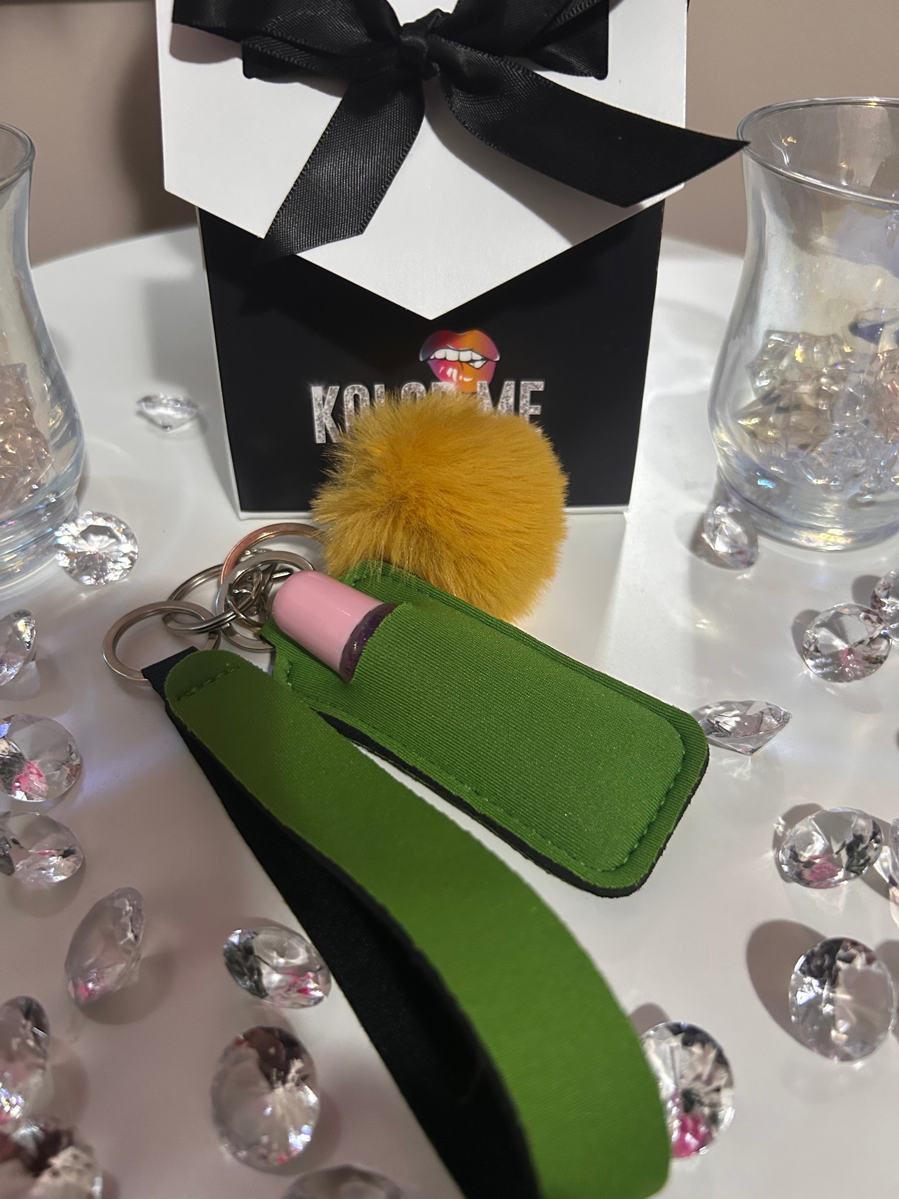 Pom Pom Keychain w/ lip gloss