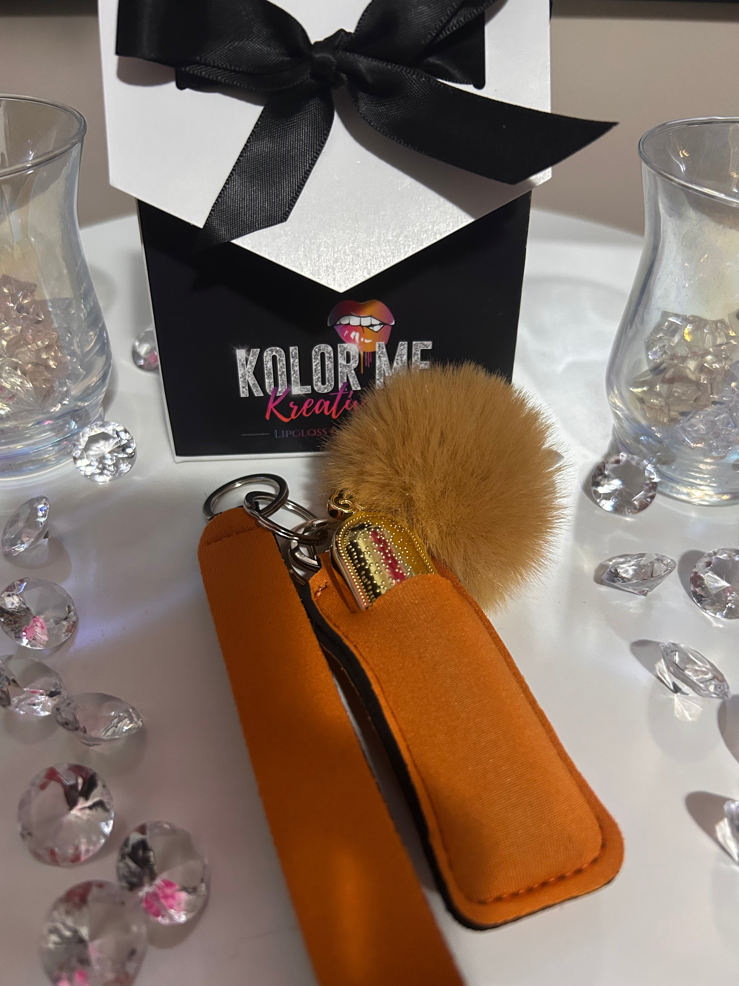 Pom Pom Keychain w/lip gloss