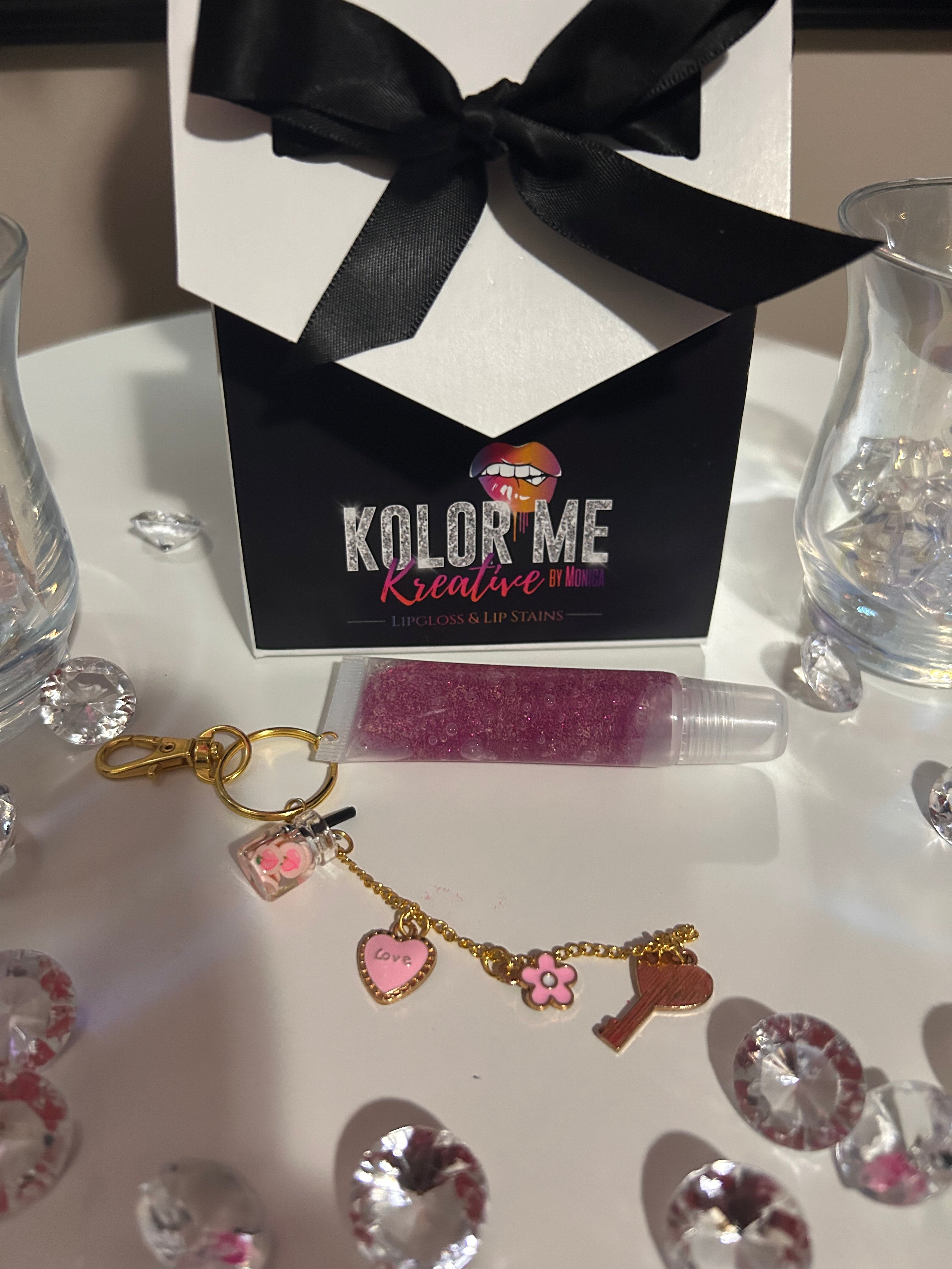 Squeeze Tube Lip Gloss w/ Charm Keychain