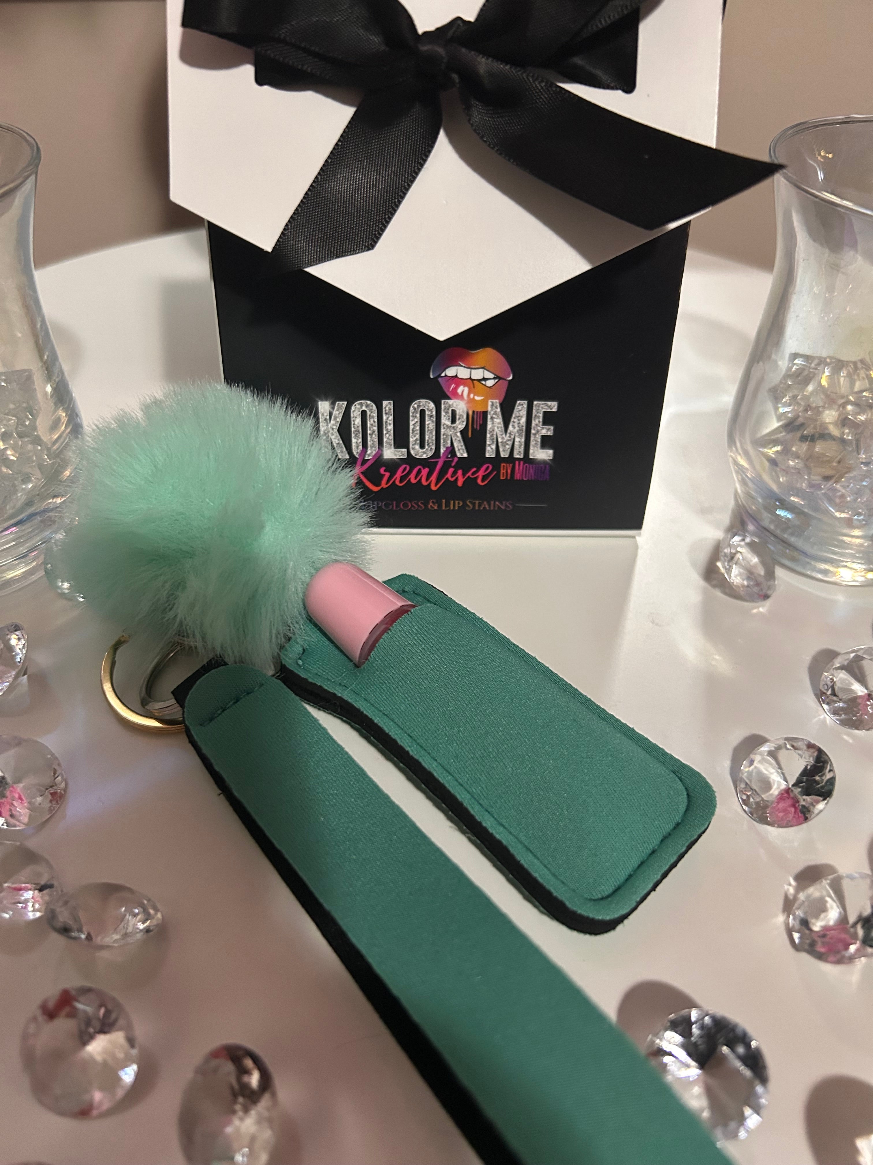 Pom Pom Keychain w/lip gloss