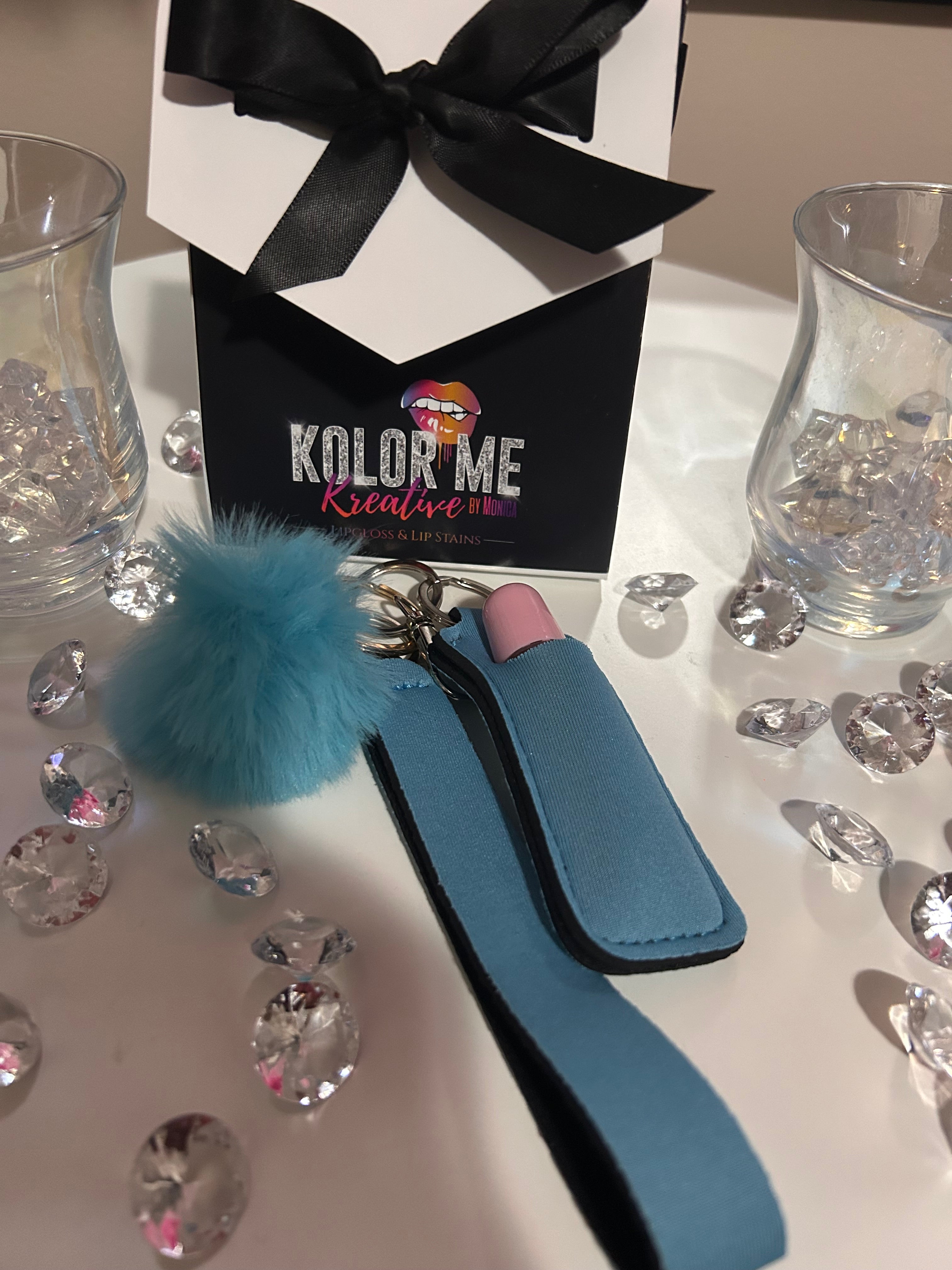Pom Pom Keychain w/ lip gloss
