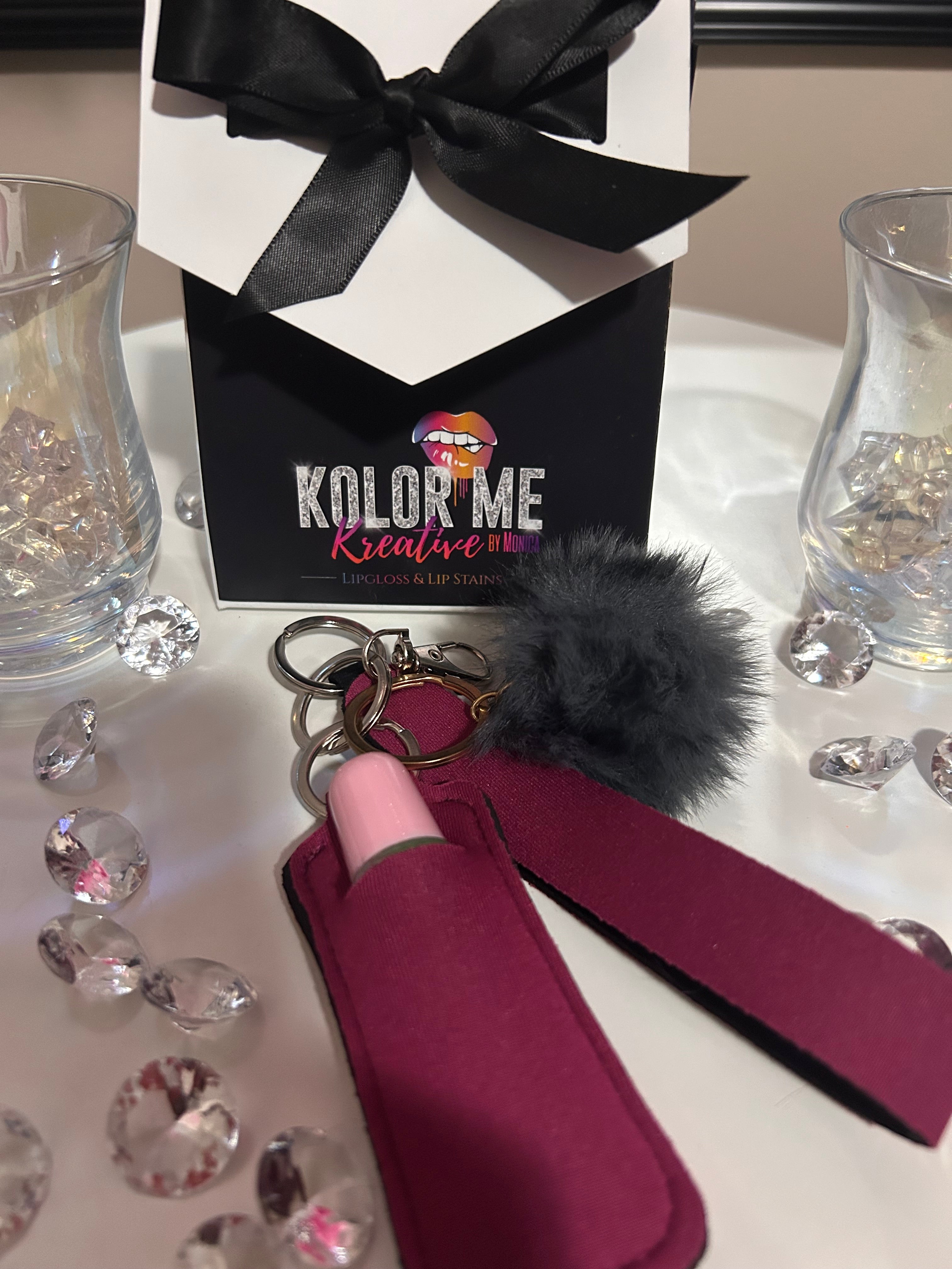 Pom Pom Keychain w/ lip gloss