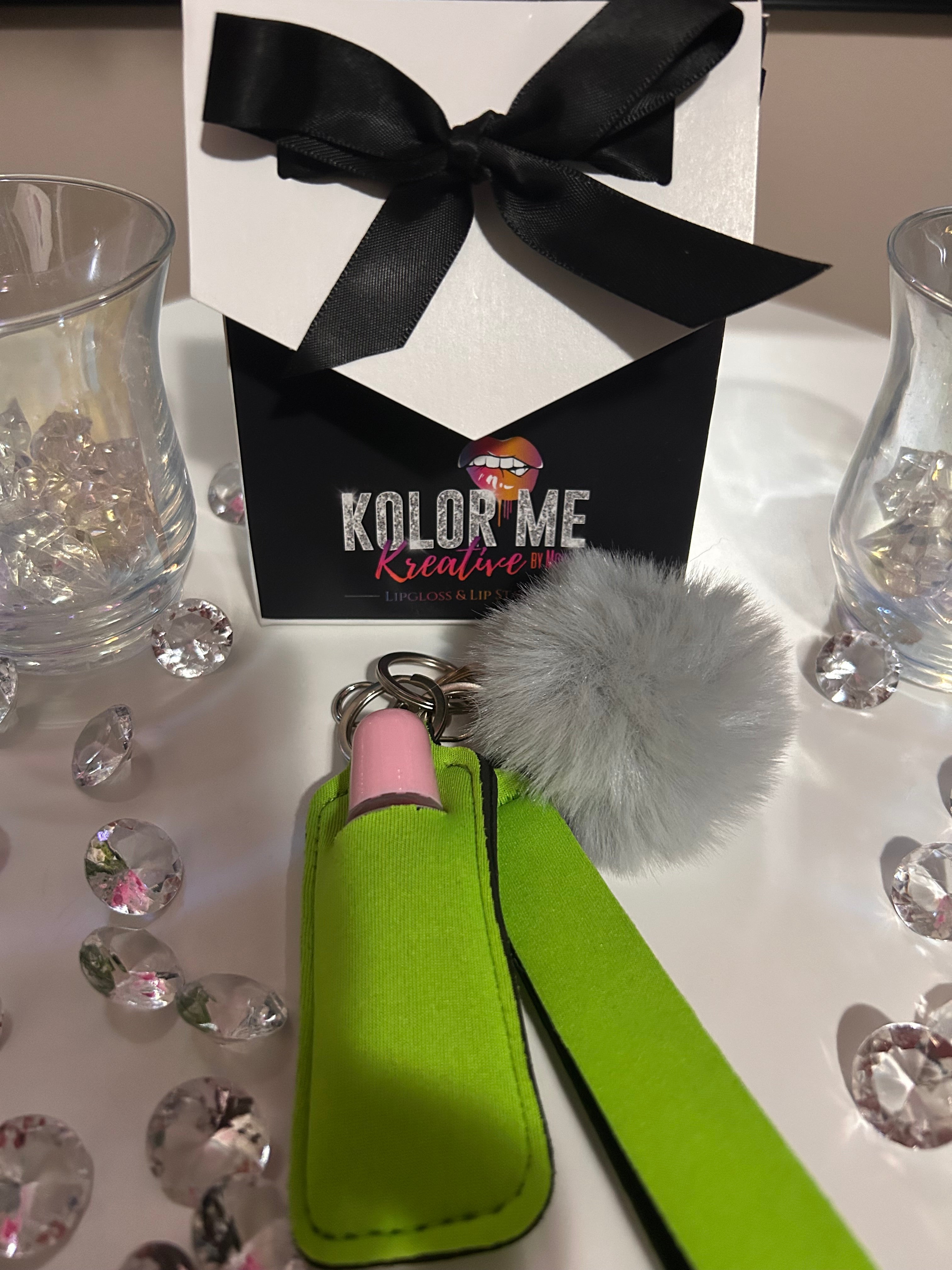 Pom Pom Keychain w/lip gloss
